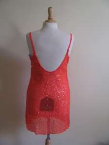 Free People Designer Slip Dress Coral Sequins L NWT  