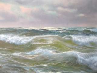 Huge Vintage Oil on Canvas by W. Berk Seascape Ocean Amazingly Lovely 