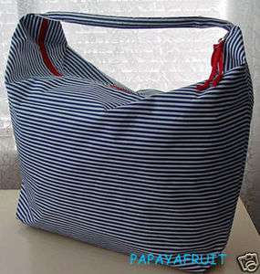 New Lancome Blue & White Stripe Crescent Hobo Beach Bag  
