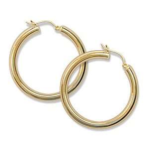   Karat Gold 4mm Polished Hoop Earring Gold and Diamond Source Jewelry