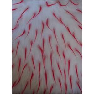   /Fake Fur Fabric w/Colored Tips White/Red Tips  60 