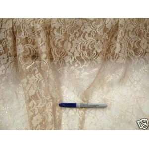  Fabric Metallic Lace Wheat w/ Silver Highlights GG505 By 