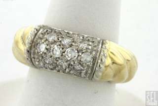   GOLD FANCY .92CT DIAMOND CLUSTER CABLE COCKTAIL RING SIZE 5.5  