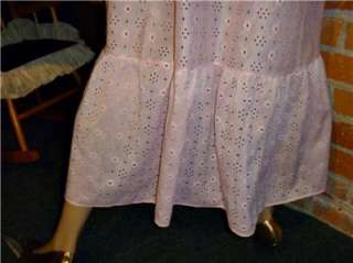   full length sleeveless PINK EYELET Ruffle halter Maxi Dress Gown L XL