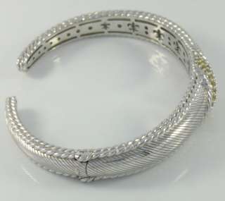   Ripka Sterling Silver Yellow Stone Textured Cuff Bangle Bracelet