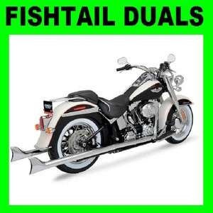 PYTHON FISHTAIL DUALS EXHAUST 1997 2011 SOFTAIL HERITAGE DELUXE FATBOY 