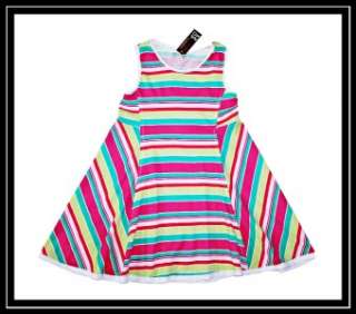NANO ~ Chasing Fireflies Rainbow Stripe Flare Dress TWINS TRIPLETS 6 