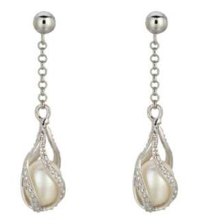 Sterling Silver Pearl Dangle Earrings New Sale  