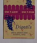 1960s Matchbook Digatis Paisano Room Featuring Nina Russell La Habra 