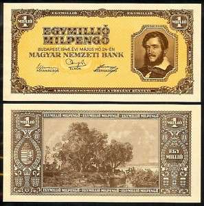 HUNGARY 1 MILLION MILPENGO 1946 P128 UNCIRCULATED  