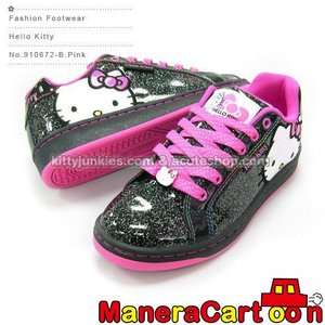 Hello Kitty Lady Sneakers Low Profile Black Glitter #910672  