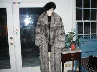 New Spiralsleeve Silver Fox Full length Fur Coat Jacket  