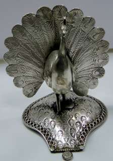 vintage antique sterling silver peacock figurine collectable  