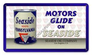 SEASIDE OIL COMPANY MOTOR OIL CAN GAS SIGN FREE S&H  
