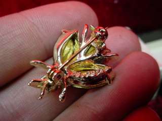   DODDS MARQUISE CRYSTAL INSECT PIN Bug BROOCH In Box RED & CLEAR  