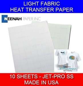 JET PRO SofStretch inkjet Heat Transfer Paper 8.5x11     10 SHEETS 