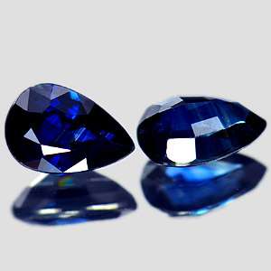Natural Gems 1.23 Ct. Matching Pair Seductive Blue Sapphire Pear Shape 