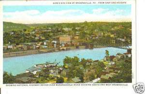 Birds Eye View Brownsville PA city old postcard  