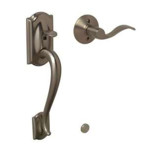 Schlage Camelot Antique Pewter Handleset With Accent Interior Lever 