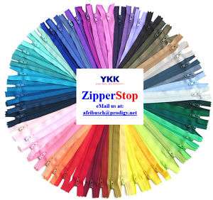 Nylon Coil~Closed~YKK ~Asstd Colors  25 YKK Zips  
