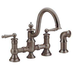 MOEN Waterhill 2 Handle High Arc Kitchen Faucet with Side Spray in Oil 