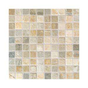 Daltile 12 in. x 12 in. Autumn Mist Tumbled Slate Sheet Mounted Mosaic 
