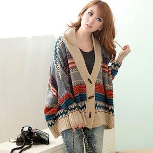 BAGGY SWEATER CARDIGAN JACKET MULTI COLOR S/M LY132  