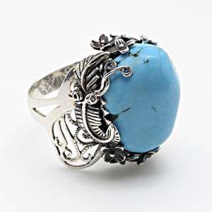 NEW AMRITA SINGH CARVED STERLING SILVER NATURAL STONE TURQUOISE RING 8 