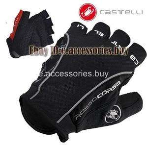 Castelli Rosso Corsa Bike Cycling Bicycle Fingerless Gloves Black S/M 