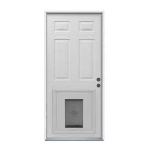   Door 36 in. x 80 in. Steel Primed Left Hand Inswing 6 Panel Entry Door