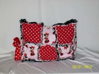   Pink Red Black Bow Rag Quilt Diaper Bag Tote Purse~~ CUTE ~~  