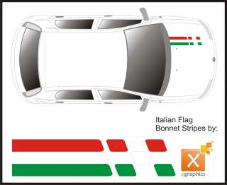 Italian flag Bonnet Decal Fiat 500 Punto Sticker checks  