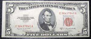 1953 B FIVE DOLLAR UNITED STATES NOTE XF 7840A  