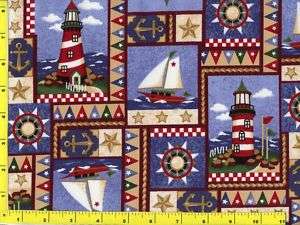 Bright Nautical Patchwork Quilting Fabric by Yard 1379  