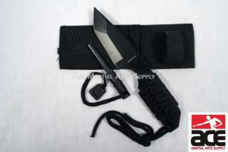 Black Tanto SURVIVAL KNIFE & Fire Starter (S832) NEW  