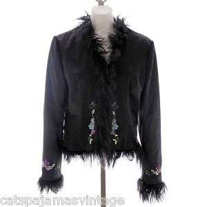 Nicole Miller Collection Black Beaded Jacket Size 10  