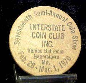 Interstate Coin Show(17th Anniversary) Hagerstown Maryland Wooden 