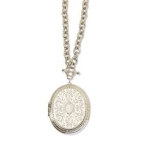 Vint. Style 1928® Silver tone Oval Locket 30 Necklace  