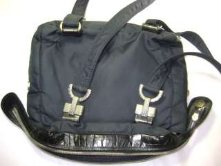 Vintage Gianni Versace Nylon and Leather Black and Navy Blue Backpack 