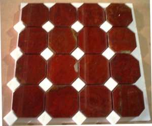 21/2 Red Onyx Octagon White Dots Polished Designer Mosaics Tiles 