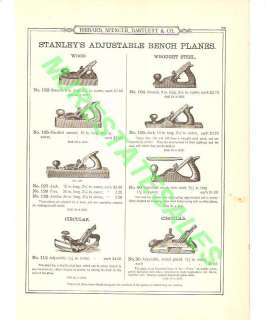 1899 Antique Stanley Bench Wood Plane Catalog AD  