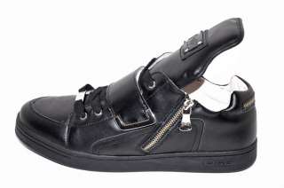 NEW D&G DOLCE & GABBANA BLACK LEATHER SNEAKERS 43   10  