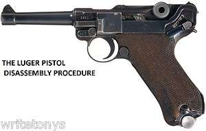 THE LUGER PISTOL TAKEDOWN/ DISASSEMBLY PROCEDURE ON CD  