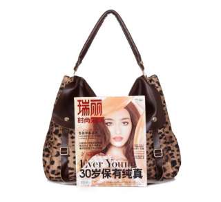 New Womens Tote Bag Vintage Leopard bag Pu ladys Shoulder bag #342 