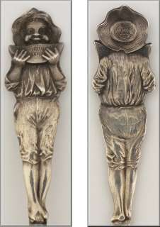 Rare Texas Figural Black Americana Sterling Silver Souvenir Spoon w 
