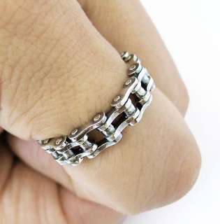 MOTORCYCLE CHAIN BICYCLE STERLING 925 SILVER RING Sz 8 NEW PUNK BIKER 