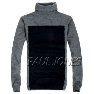 PAUL JONES Simple Patched Warm Cotton Knit Turtleneck Sweater& Jumpers 