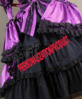 Victorian Gothic Lolita Satin Purple Dress Ball Gown 2P  