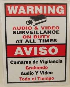 Security Camera CCTV Warning Sign English Spanish  