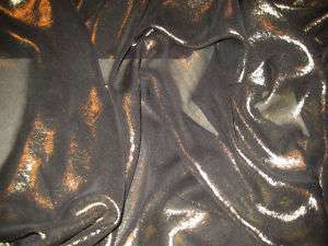 BLACK 100% POLYESTER GOLD FOIL CHIFFON FABRIC 58WIDE  